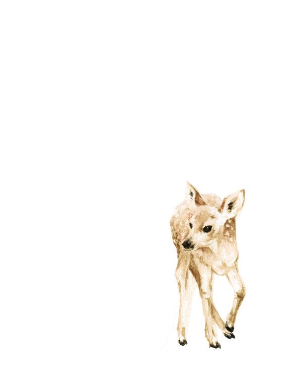 570x766 Baby Deer Watercolor Print Woodland Animal Painting - Baby Deer Watercolor