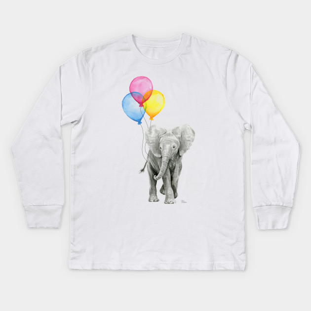 630x630 Baby Elephant Watercolor With Balloons - Baby Elephant Watercolor