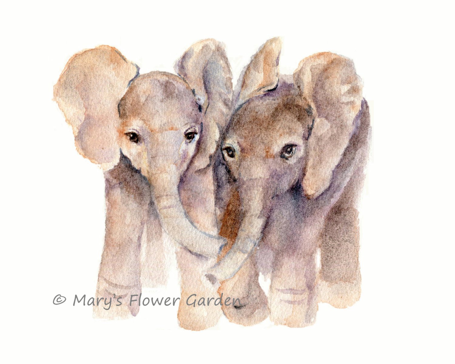 1500x1200 Baby Elephants Watercolor Print Baby Art Baby Elephant Etsy - Baby Elephant Watercolor
