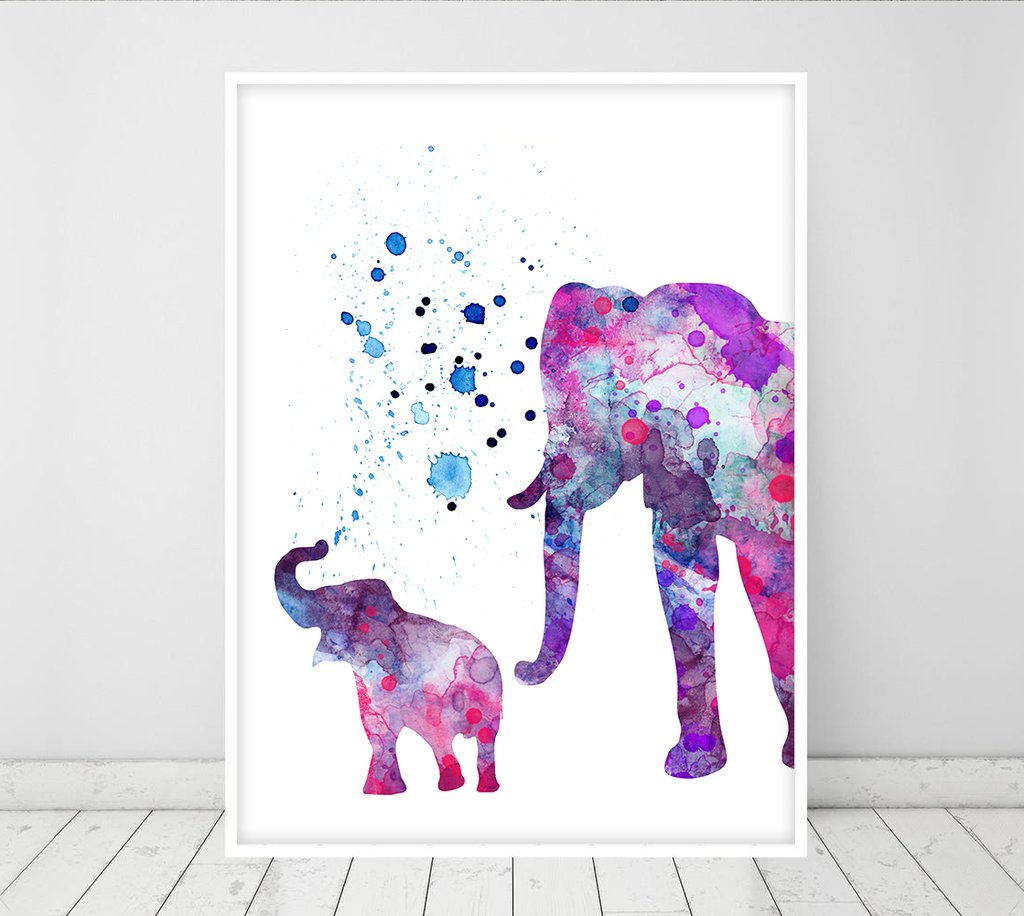 1024x916 Large Nursery Art Elephant Watercolor Print Baby Elephant - Baby Elephant Watercolor