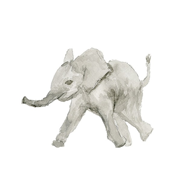 600x600 Peeps Paper Products Baby Elephant Watercolor Print - Baby Elephant Watercolor