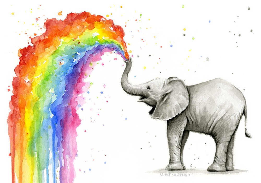 1000x704 Baby Elephant Watercolor Olechka Design - Baby Elephant Watercolor