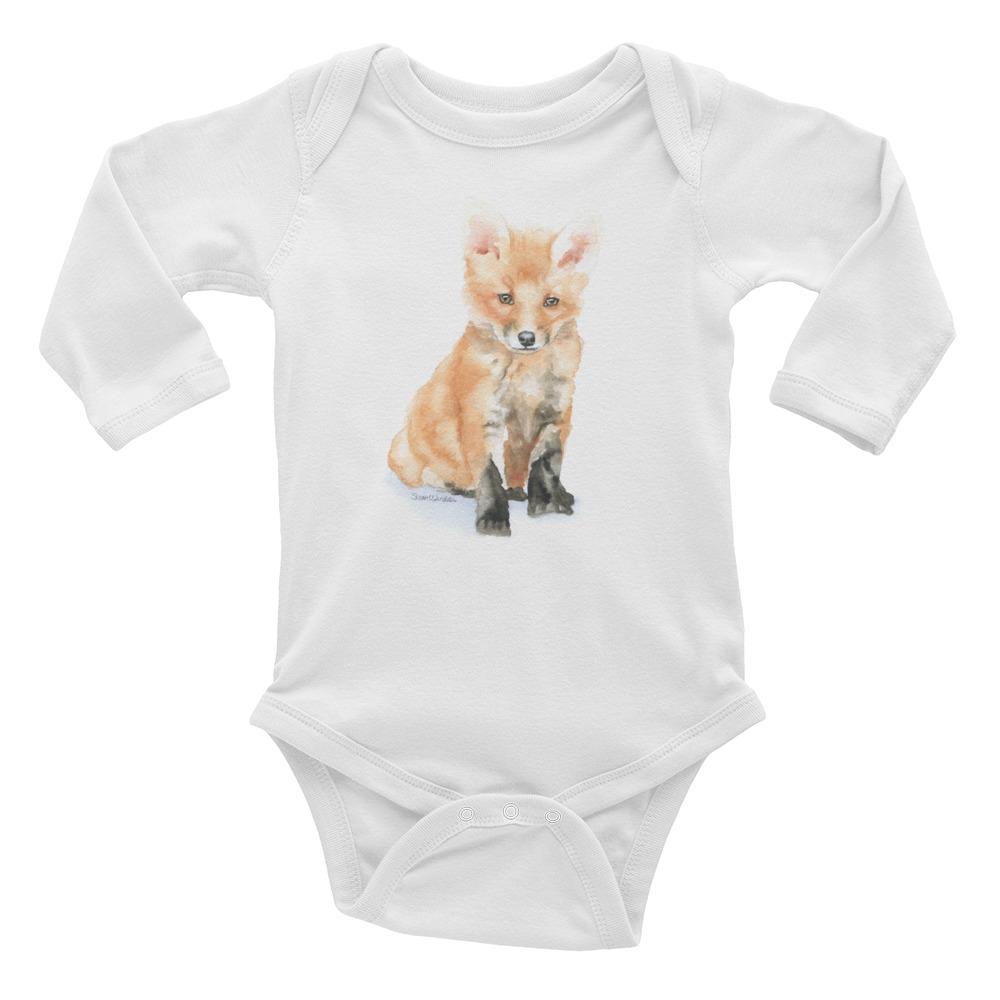 1000x1000 Baby Fox Watercolor Infant Long Sleeve Bodysuit Susan Windsor - Baby Fox Watercolor