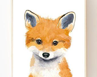 340x270 Watercolor Fox Etsy - Baby Fox Watercolor