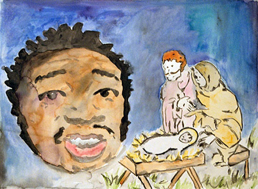 504x369 Hyaena Gallery - Baby Jesus Watercolor
