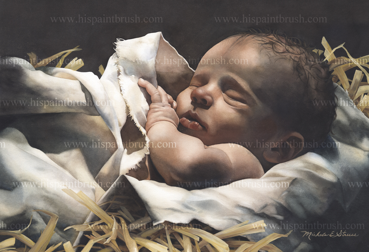 1193x816 Immanuel...god With Us - Baby Jesus Watercolor