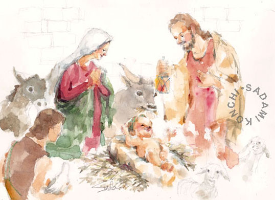 538x391 Urban Sketchers Australia Merry Christmas Qvb And Nativity @ St - Baby Jesus Watercolor