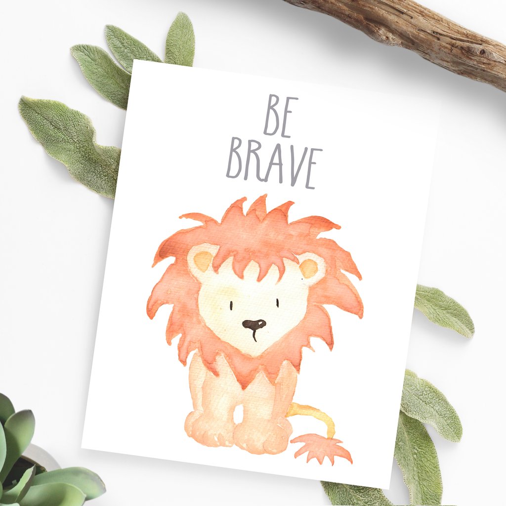 1024x1024 Safari Nursery Art - Baby Watercolor
