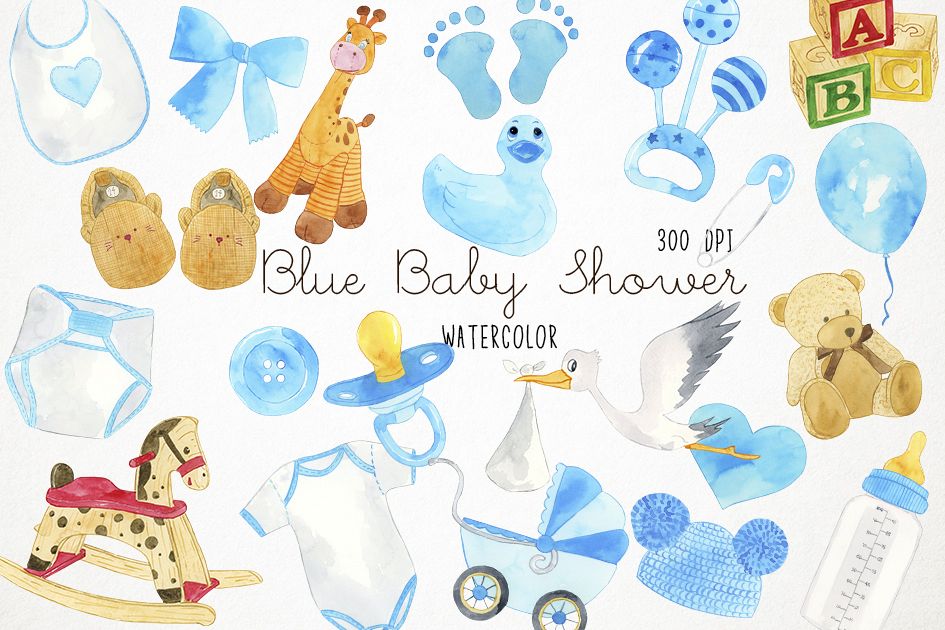 945x630 Watercolor Baby Shower Clipart, Baby Blue Clipart - Baby Watercolor