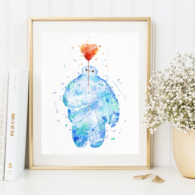 640x640 Watercolor Baymax Poster Canvas Art Print , Big Hero 6 Baymax - Baby Watercolor