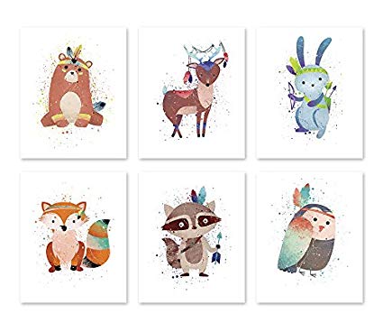 425x358 Pgbureau Tribal Woodland Animals - Baby Watercolor