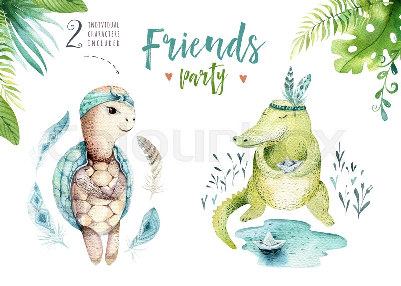 800x570 Baby Animals Nursery Isolated Illustration For Children - Baby Watercolor