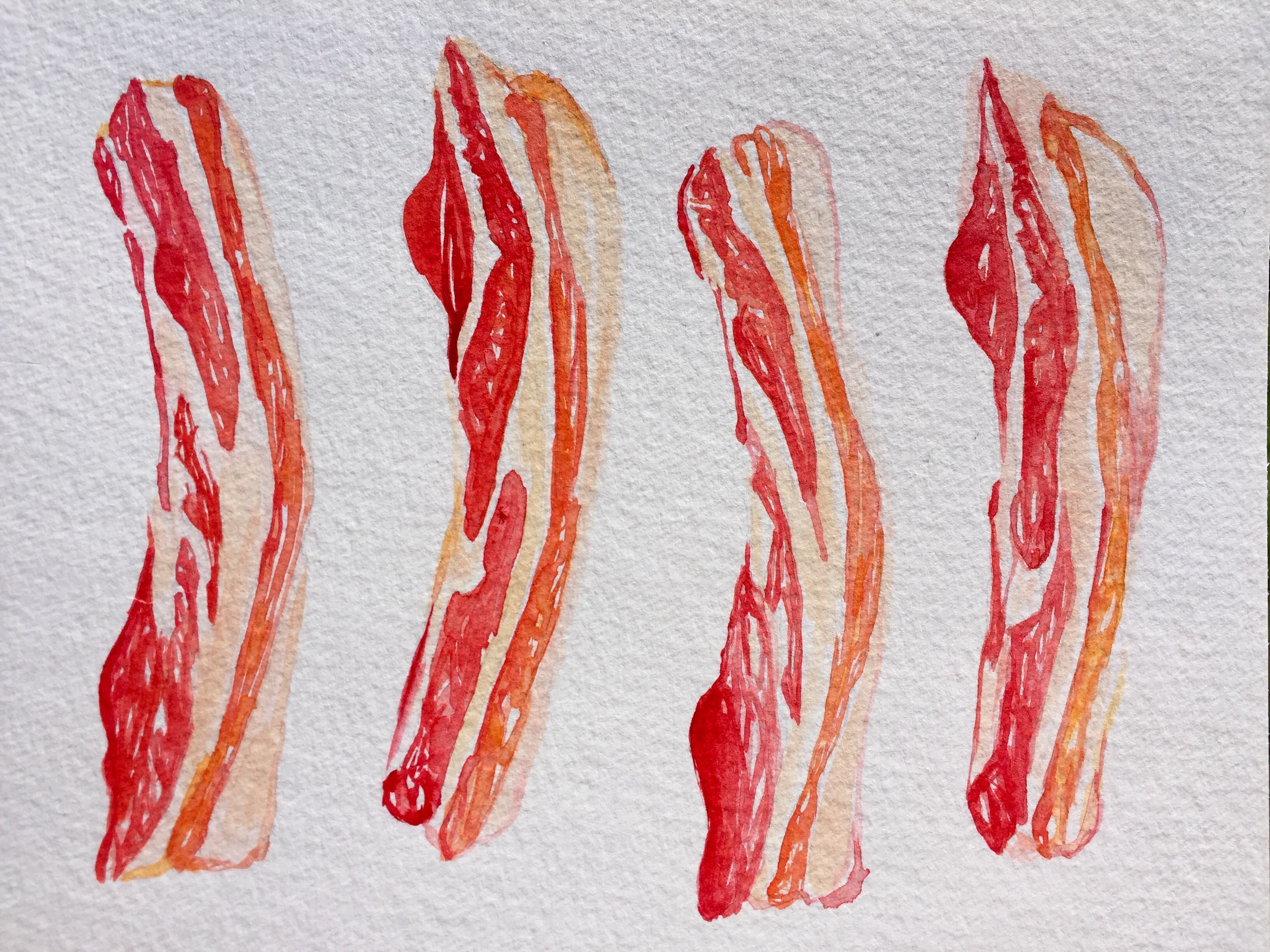 3264x2448 Bacon. Watercolor. Instagram Amydrawsfood My Art - Bacon Watercolor