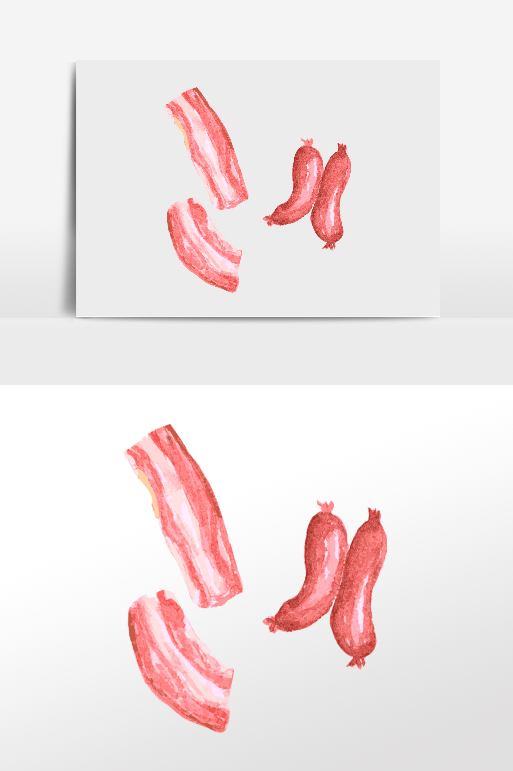 1024x1540 Cartoon Watercolor Bacon Food Illustration Element Free Download - Bacon Watercolor