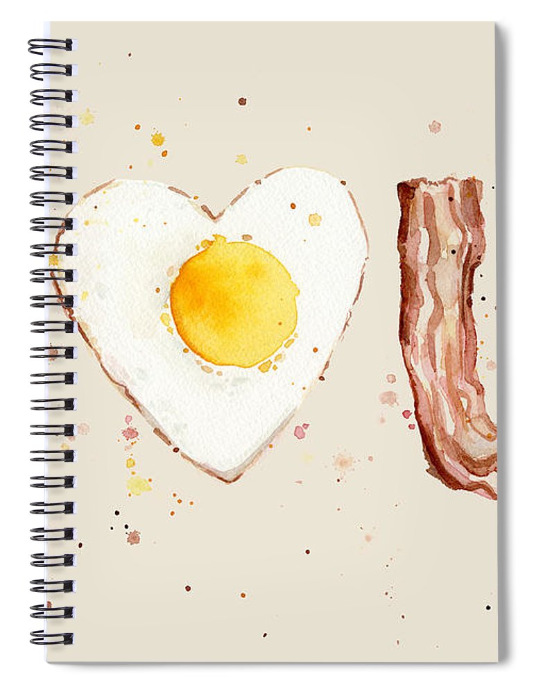 770x1000 Bacon And Egg I Heart You Watercolor Spiral Notebook For Sale By - Bacon Watercolor