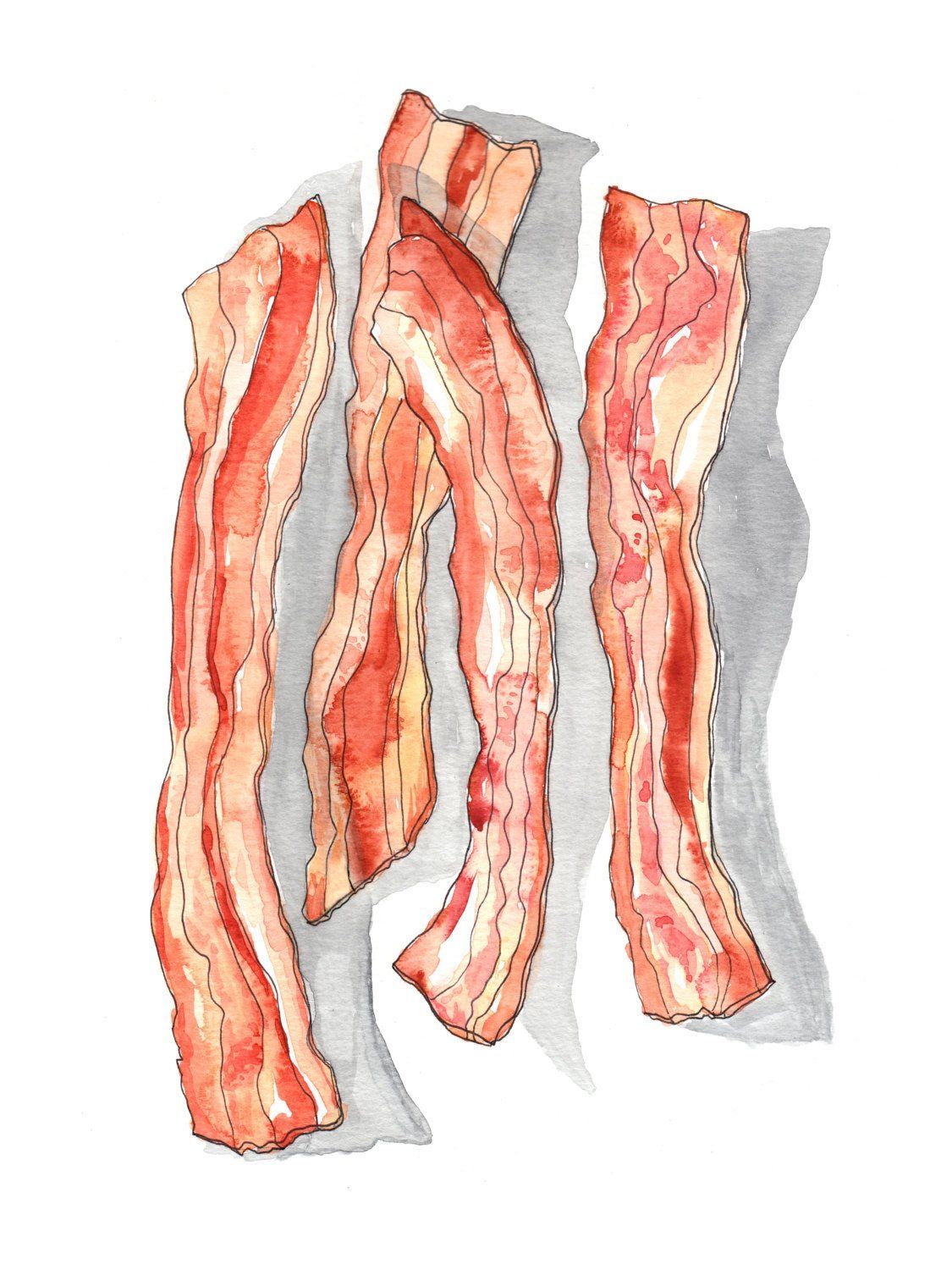 1125x1500 Bacon Watercolor Print Dessert Illustrations - Bacon Watercolor