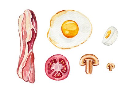 433x299 Bacon Amp Egg Watercolour Illustration Stock Vectors - Bacon Watercolor