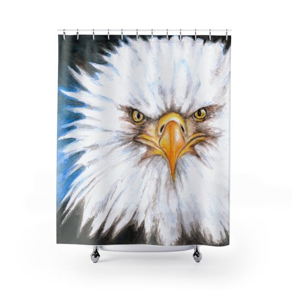 600x600 Bald Eagle Watercolor Art Shower Curtain Seven Sirens Studios - Bald Eagle Watercolor