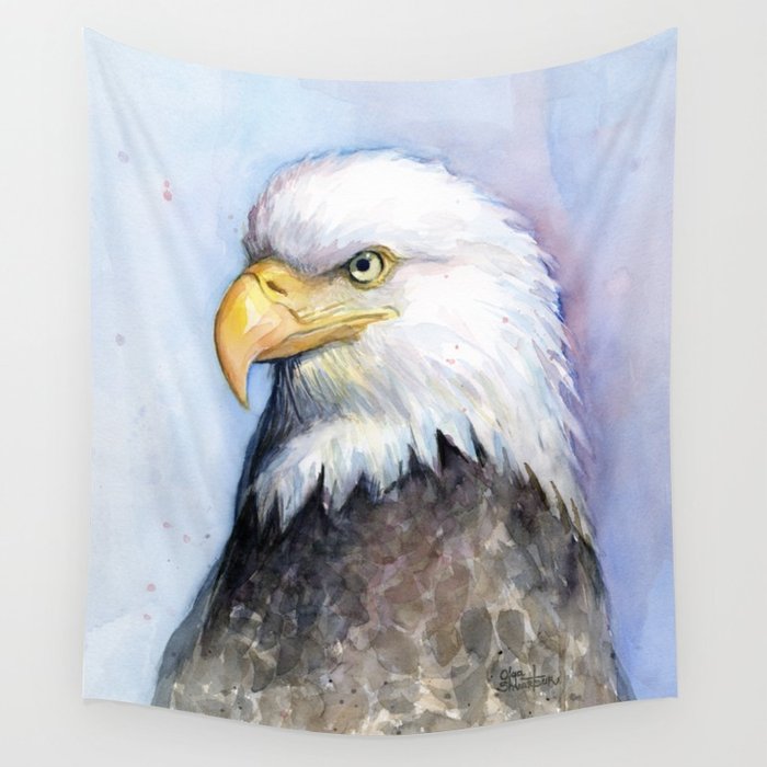 700x700 Bald Eagle Watercolor Bird Wildlife Animals Wall Tapestry By - Bald Eagle Watercolor