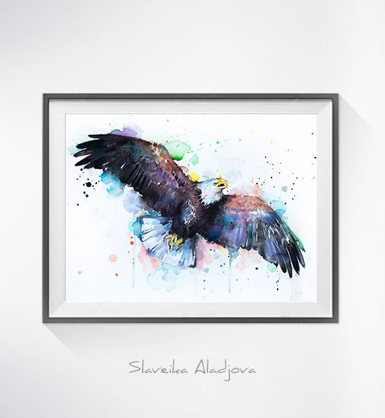 556x604 Bald Eagle Watercolor Painting Print, Watercolour Art - Bald Eagle Watercolor