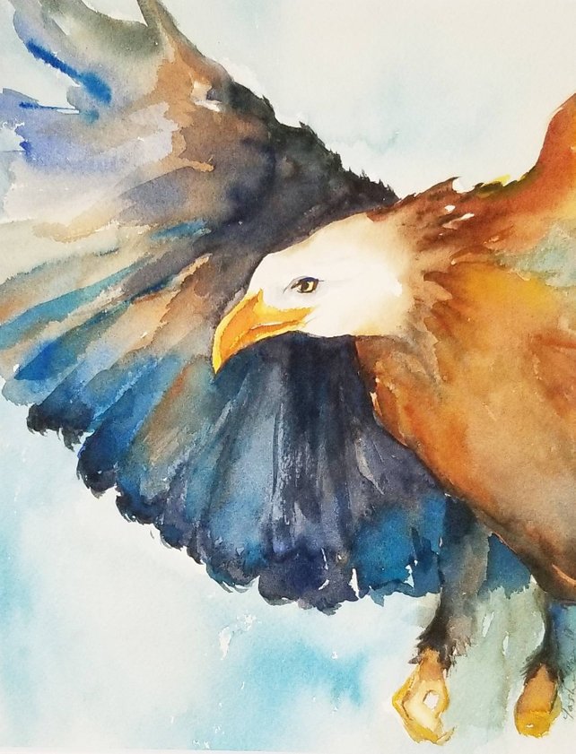 642x841 Bald Eagle Colorful Watercolor Paintingoriginal Watercolor Etsy - Bald Eagle Watercolor