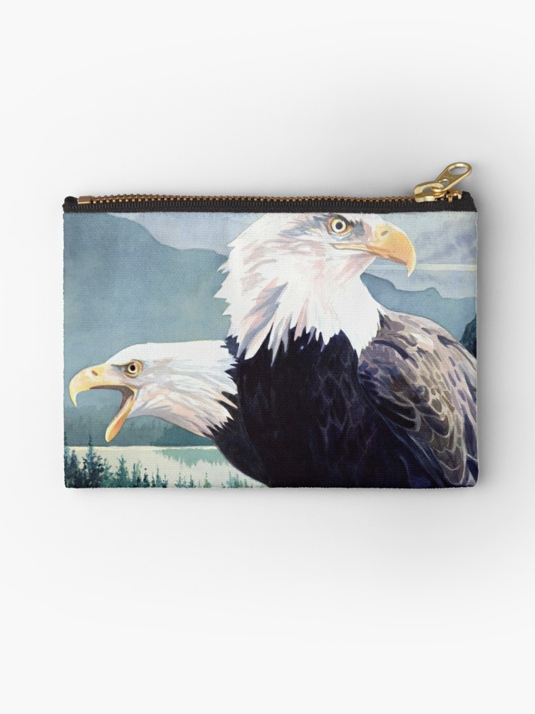 750x1000 Vigilance Bald Eagle Watercolor Studio Pouches By Paul Jackson - Bald Eagle Watercolor