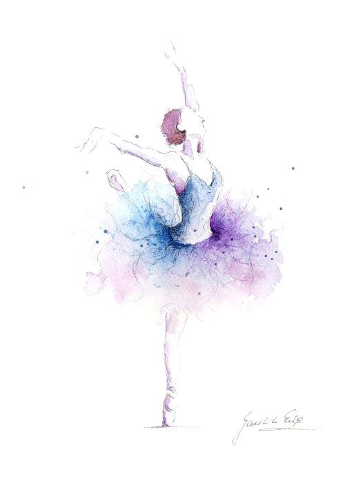 500x690 Ballerina Watercolor Ballerina Art Print Purple Blue Tutu - Ballerina Watercolor