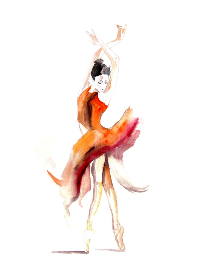 675x900 Ballerina Watercolor Painting - Ballerina Watercolor