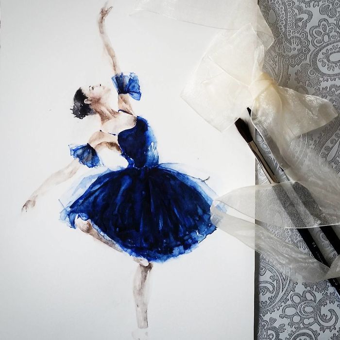 700x700 Watercolor Ballerinas By Yulia She Bored Panda - Ballerina Watercolor
