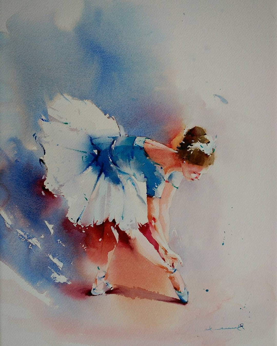 1080x1350 Watercolor Paintings Of Dancers Blue Ballerina - Ballerina Watercolor