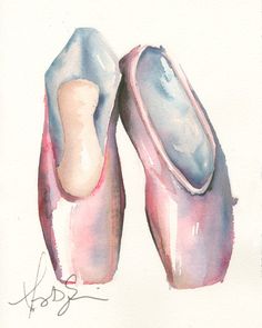 Ballet Shoes Watercolor