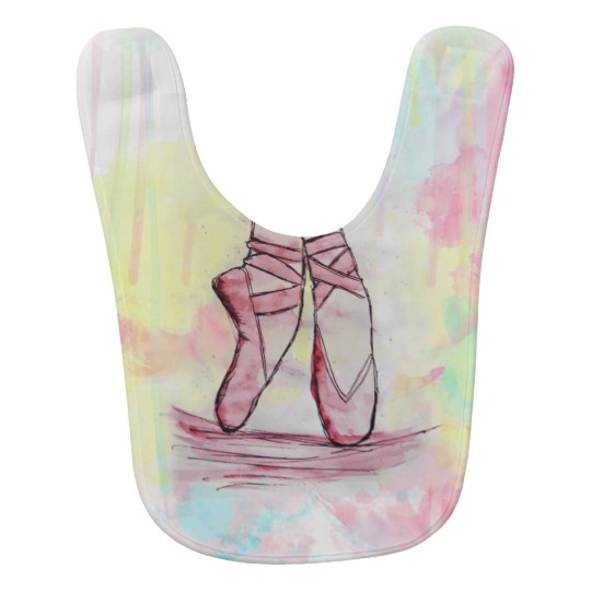 540x540 Cute Ballet Shoes Sketch Watercolor Hand Drawn Baby Bib - Ballet Shoes Watercolor