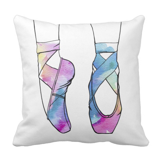 540x540 Cute Watercolor Dancing Ballet Shoes For Ballerina Throw Pillow - Ballet Shoes Watercolor