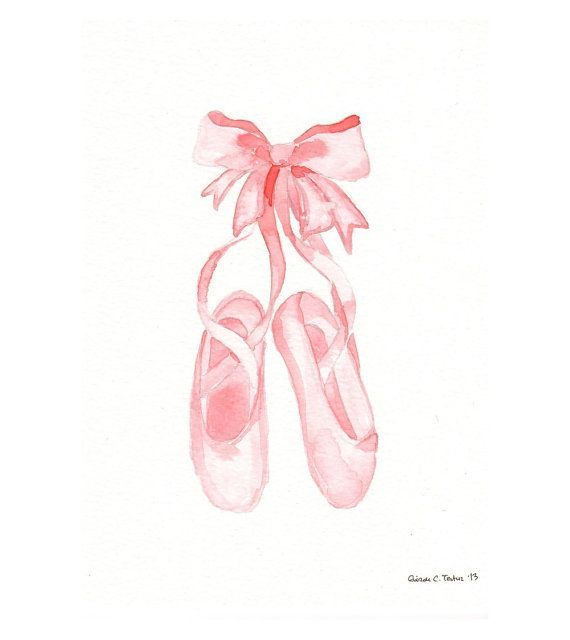 570x640 Original Watercolor Painting - Ballet Shoes Watercolor