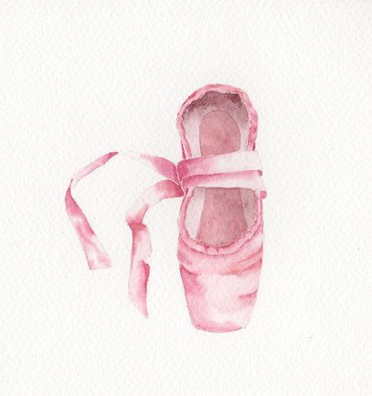 409x435 Watercolor Painting, Original, 6x6 - Ballet Shoes Watercolor