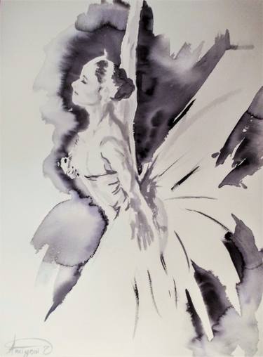 375x508 Saatchi Art Ballerina Painting By Antigoni Tziora - Ballet Watercolor