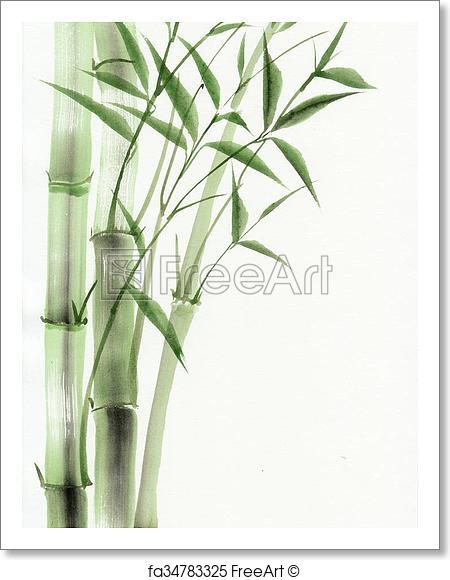 450x580 Bamboo Watercolor Painting Art Print Home Decor Wall Art Poster - Bamboo Watercolor