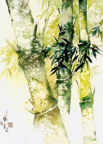 340x474 Bamboo Forest Watercolor Chinese Arts - Bamboo Watercolor
