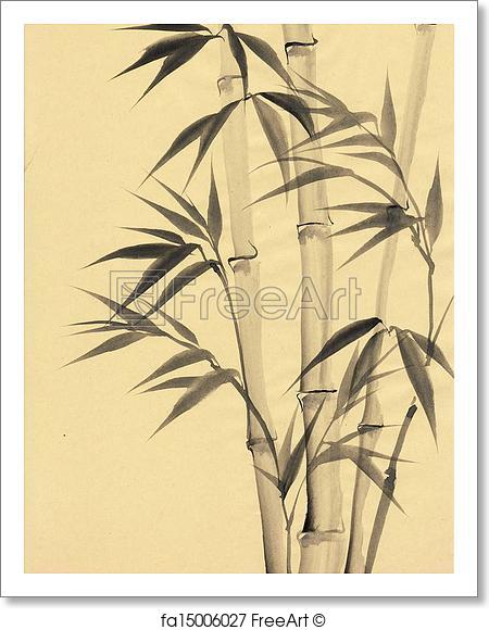 450x580 Free Art Print Of Watercolor Painting Of Bamboo. Original Art - Bamboo Watercolor