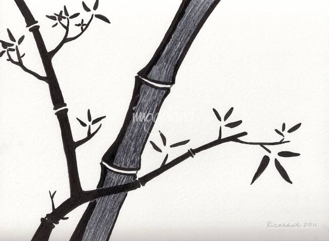 650x476 Zen Sumi Bamboo 2a Black Ink On Watercolor Paper By Ricardos Creations - Bamboo Watercolor