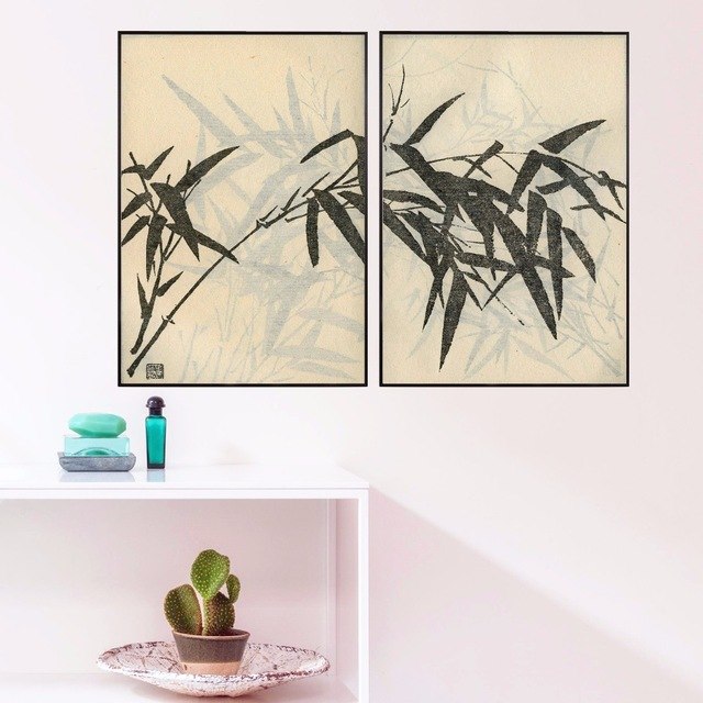 640x640 Bamboo Chinese Watercolor Canvas Art Print Painting Poster Wall - Bamboo Watercolor