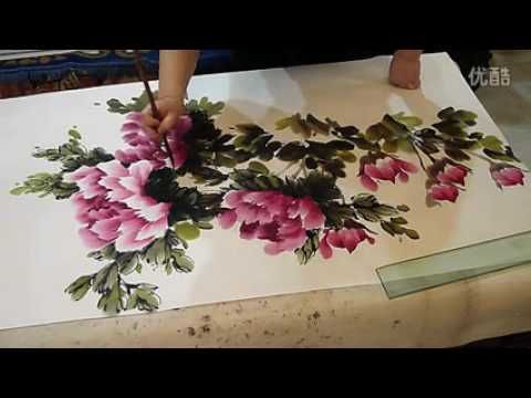 480x360 Traditional Chinese Watercolor Painting Peony Flower Painting - Bamboo Watercolor Brushes