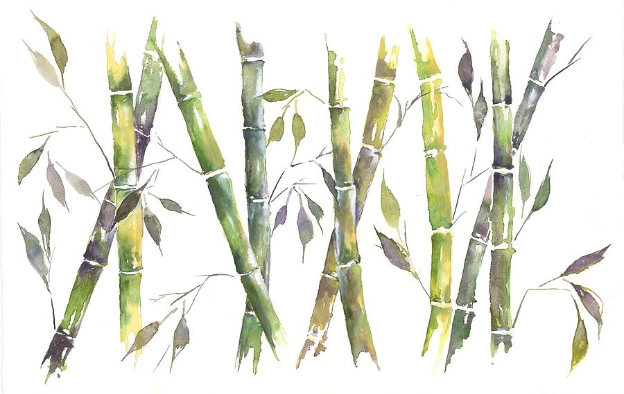 900x569 Bamboo Painting By Jitka Krause - Bamboo Watercolor Painting
