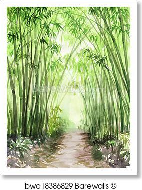 285x382 Art Print Of Bamboo Forest Barewalls Posters Amp Prints Bwc18386829 - Bamboo Watercolor Painting