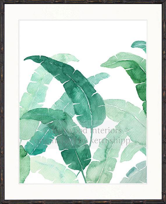 570x698 Banana Palm Leaf I In Green Framed Watercolour Wall Art Print - Banana Leaf Watercolor