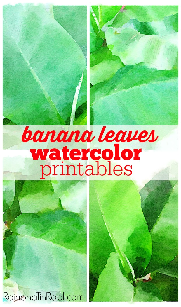 620x1047 Free Banana Leaves Watercolor Printables - Banana Leaf Watercolor