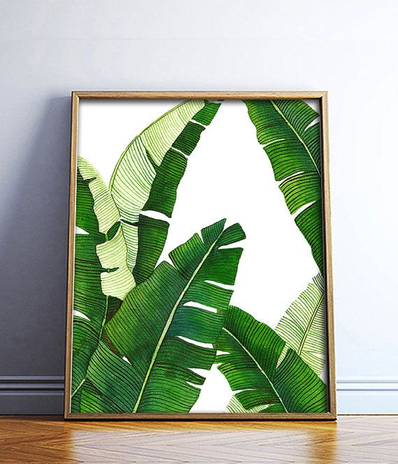 570x664 Banana Leaf Poster Printable File Palm Art Palm By Dantell Fl - Banana Leaf Watercolor