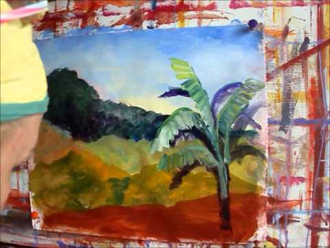 480x360 Susan Mains Art School 10 Landscape The Banana Tree - Banana Tree Watercolor