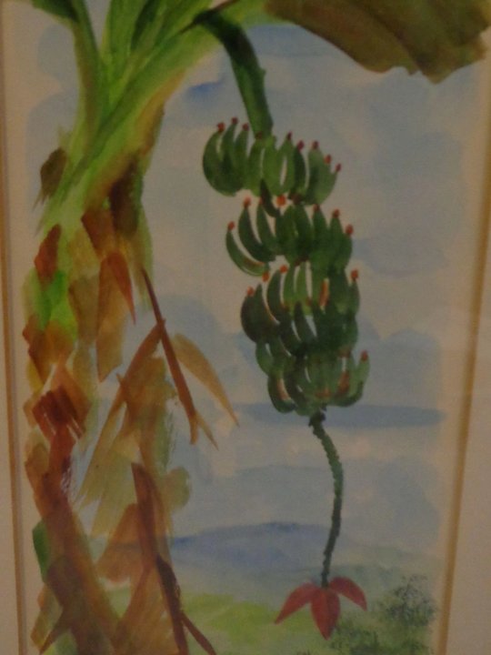 540x720 Vintage Original Watercolor Painting Banana Tree By R Morales Of - Banana Tree Watercolor
