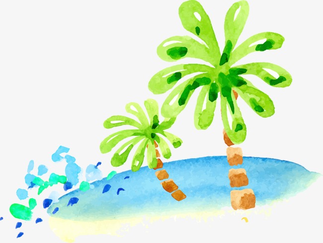 650x490 Watercolor Beach Banana Tree, Watercolor, Sandy Beach, Banana Tree - Banana Tree Watercolor